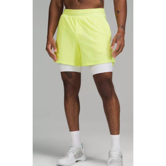 Lululemon L Yellow Vented Tennis Shorts - Picture 1 of 6